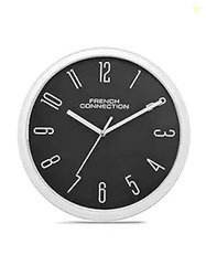 French Connection Plastic Stylish Analog Wall Clock for Home with Dark