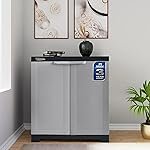 Nilkamal Freedom Mini Medium (FMS) Compact Plastic Kids Mini Storage Cabinet|3-Year Warranty|2 Doors Cupboard|Multipurpose Storage Suitable for Kids Room and Home|Grey & Charcoal Grey