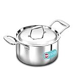 Hawkins 3 Litre Pro TriPly Stainless Steel Milk Pan with Stainless Steel Lid, Milk Pot, Sauce Pan, Silver (PSMP30S)