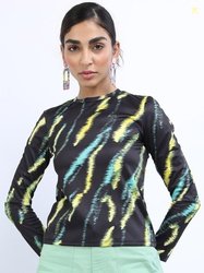 Tokyo Talkies Black Print Blouson Top