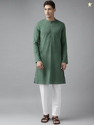 See Designs Men Green Regular Pure Cotton Republic Day Kurta with Pyja