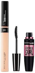 Maybelline New York Fit Me Natural Liquid Concealer,15 Fair, 6.8ml Hypercurl Mascara Washable, Black, 9.2ml