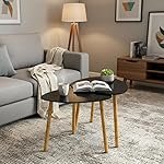 Modern Wooden Nesting Side Table Set of 2 for Living Room | Space Saving Sofa Side Table | Bedside End Table | Multipurpose Accent Tables for Home Bedroom Office (Black, Nesting)