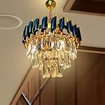 Desidiya Modern Crystal Chandelier 150watt Decorative Pendant Crystal Jhumar | for Home| Chandelier for Restaurant | Jhoomar for Hotel | Light Fixture (Black Indian, 300MM)