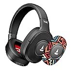 Boat Rockerz Plus 550, Customizable Earcups, 100H Battery, 50mm Drivers, Dual Pair, Stream Ad Free Music via App Support, Bluetooth Headphones, Wireless Headphone with Mic (Black Psyche)
