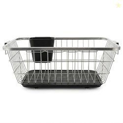 Amazon Brand - Solimo 3-in-1 | Large Stainless Steel Dish Rack with Pl