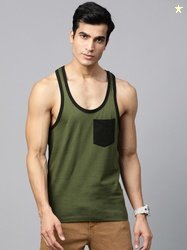 Roadster Men Solid Round Neck Pure Cotton Dark Green T-Shirt
