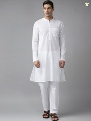 See Designs Men White Solid Pure Cotton Republic Day Kurta with Pyjama