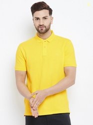98 Degree North Men Yellow Polo Collar Cotton T-shirt