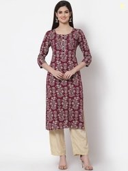 KBZ Women Maroon Floral Printed Kurta