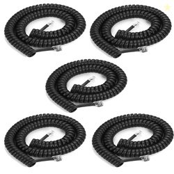 SEEMECX Pack of 5 Telephone Handset Coil Cord 1.5M | RJ9 RJ10 RJ11 4P4