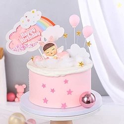 AMFIN Rainbow Cake Topper Birthday For Girls / Happy Birthday Rainbow