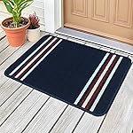 Pack of 1 Nylon Bathroom Mat Anti-Skid Bath Rug | Floor Mat for Bathroom, Kitchen, Bedroom & Office |Navy Blue Stripes Design-(37x57cm)