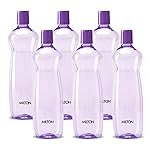 MILTON Pacific 1000 Water Bottle 1 Litre each, set of 6, Purple I PET Food Grade I BPA Free, Leak Proof I Wide Mouth, Easy To Clean I Fridge Bottles for Home, Office, Gym