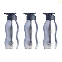 Clazkit Platina 750ml Sporty Stainless Steel Water Bottle Set of 3 |IS