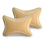 Kingsway Bone Shape Neck Rest Car Cushion for Hyundai Grand I10, Model Year : 2013-2017, Material: Polyfill, Color : Beige, Set of 2 Piece