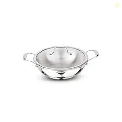 Signoraware Artista Tri Ply Stainless Steel Shallow Kadhai 22cm with G