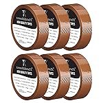 12mm X 65 meter Pack of 6 Brown BOPP Packing Cello Tape with Durable Materials Self Adhesive Heavy Duty Tep Roll Ideal for Packaging Box 1/2 inch 65mtr