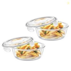 Signoraware Safe Store Glass Round Containers | Airtight & Leakproof |