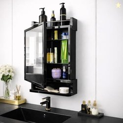 HOUZA Premium Look Plastic Wall Mounted Bathroom Mirror Cabinet with S