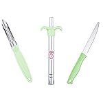 Anjali 3-Piece Kitchen Tool Set â 1 Knife, 1 Peeler, 1 Lighter â Ideal for Cooking, Food Prep, and Various Uses for Home and Kitchen- Green