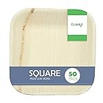 Clazkit 50 Pack Areca Square Palm Leaf Bowl| Like Wooden Bamboo | Eco Friendly, Biodegradable, Use and Throw Small Dona | for Serving Pasta, Soup & Snacks | Birthday, Wedding & Party (6″ X 6″)