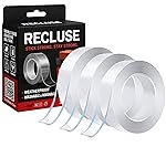 Recluse Heavy-Duty Multipurpose Traceless Mounting Adhesive Tape for Walls with Double Sides, Washable, Reusable Nano Double Sided Tape (3 Meter), Strong Sticky Strips, Gel Grip