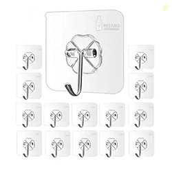 Misamo Enterprise PVC Wall Hooks, Pack of 15, Transparent