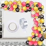 Toyshine 86 Pcs Balloon Party Decoration Combo | 25 Black Metallic, 25 Gold Chrome, 25 Red Metallic, 10 Confetti Balloons, 1 Tape for Birthday Anniversary Theme Party