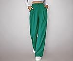 KOTTY Womens High Rise Cotton Blend Straight Fit Cross Pocket Solid Trousers