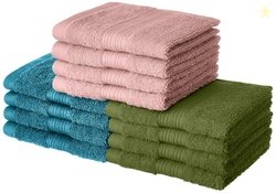 Amazon Brand - Solimo 100% Cotton 12 Piece Towel Set, 500 GSM (Turquoi