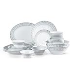CELLO Oxford Imperial Plus Series Opalware Dinner Set of 27 Piece For Family of 6 | Bone-Ash Free & Leadfree Opal Glass Microwave & Dishwasher Safe, Crockery Plates & Bowls Set For Daily Use & Gifting