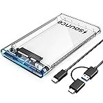 Sounce 2.5-Inch SATA to USB Type-C 3.1 External HDD/SSD Enclosure | 6Gbps UASP Speed | Tool-Free Design | Compatible with 7mm & 9.5mm Drives up to 6TB | Plug & Play | Shockproof Portable Case (Type C)