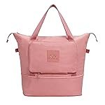 Foldable Travel Duffel Bag for Women â Expandable Oxford Fabric Carry-On, Lightweight & Waterproof, Convertible Extra Luggage Bag for Travel, Gym, or Shopping (Pink)