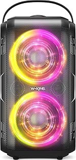 W-KING Party Loudest Portable Bluetooth Speaker Wireless Boom Box, 180W Max Big Large Outdoor Speaker, 80W HD Huge 105dB Pulse Natural Deep Bass, Party Lights, USB Playback, 24Hrs, AUX, TF Card, EQ