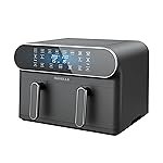 Havells Air Fryer Prolife Delicia 1700 W|Dual Basket Air Fryer|85% Less Oil|10.5L Pan|8 Auto Pre-set Menu|Auto Restart|Digital Touch Control|Dehydrator Mode|2Yr Door Step Warranty by Havells (Black)