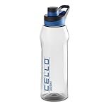 CELLO Fitbe Flip Cap Water Bottle For Daily Use 1000 ml, Black Blue | BPA Free, Reusable & Unbreakable Leakproof Lightweight Easy to Carry with Handle PET Water Bottle For Gym Office Indoor & Outdoor