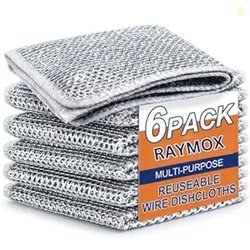 RAYMOX Non-Scratch Dish Wash Cloth (Pack of 6), Steel Wire Dish Cloth,