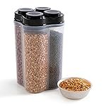 HomeWiz 4 Section Kitchen Storage Box | Fridge Storage Containers | Airtight, Durable, BPA-Free Plastic Container | Organize Grains, Pulses, Snacks & Food in One Jar | (2500ml), Black
