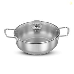 Amazon Brand Solimo - Stainless Steel Induction Bottom Kadhai with Gla