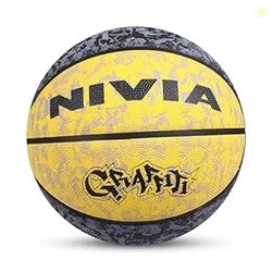 Nivia Graffiti Rubber Basketball - Size: 7 (Yellow)