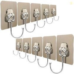 JIALTO 10 PCS Large Adhesive Hooks for Wall Heavy Duty Waterproof Wall