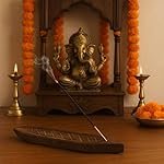 Pure Source India Wooden Agarbatti Stand/Incense Holder/Incense Stand with Leaf Design 28CM