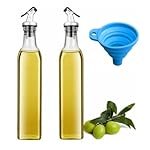 Slyford Glass 2Pc Leak-Proof Oil Dispenser Bottle With Silicon Funnel, Oil & Vinegar Cruet Dispenser Bottle, 500 ml Transparent