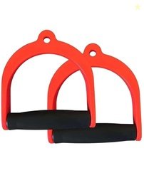 Gym Pulley Exercise Handles, Pair, Plastic, Red and Black