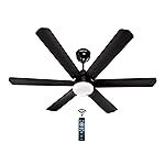 DIGISMART Autum Hexa 1200mm BLDC Ceiling Fan with LED Light & Remote | 28W BEE 5 Star Energy Saving Fan | High Air Delivery 6 Blade Ceiling Fan | Silent Operation | Timer Function | Smoke Brown