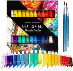 Crafts 4 ALL Acrylic Paint Set For Kids And Adults - 24 Pack Of 12Ml C