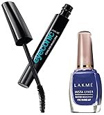 Lakme Eyeconic Lash Curling Mascara, Black, 9ml and Lakme Insta Eye Liner, Blue, 9 ml