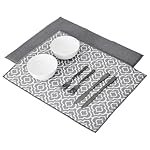 Amazon Brand â Solimo Water Absorbing Dish Drying Mat for Kitchen Counter | Drainer Mat | Place Mat (Set of 2 | Printed Grey & Grey)
