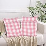 Lushomes Square Cushion Cover, Cotton Sofa Pillow Cover Set of 4, 20×20 Inch, Big Checks, Pink and White Checks, Pillow Cushions Covers (Pack of 4, 50×50 Cms)